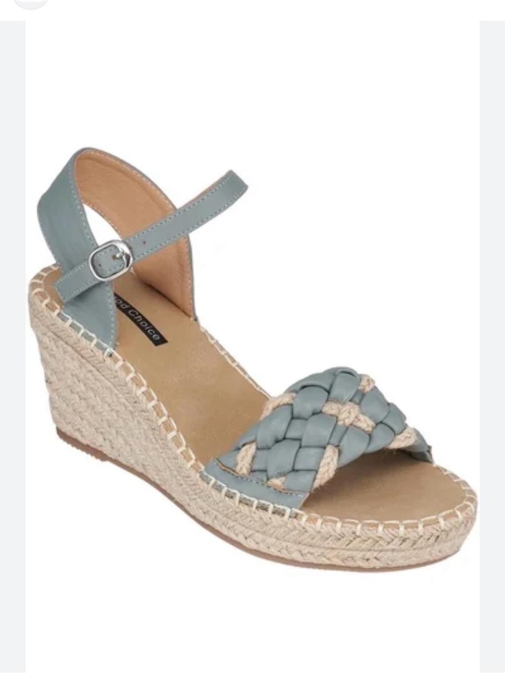 Braided Espadrille Wedge Sandal - Light Blue